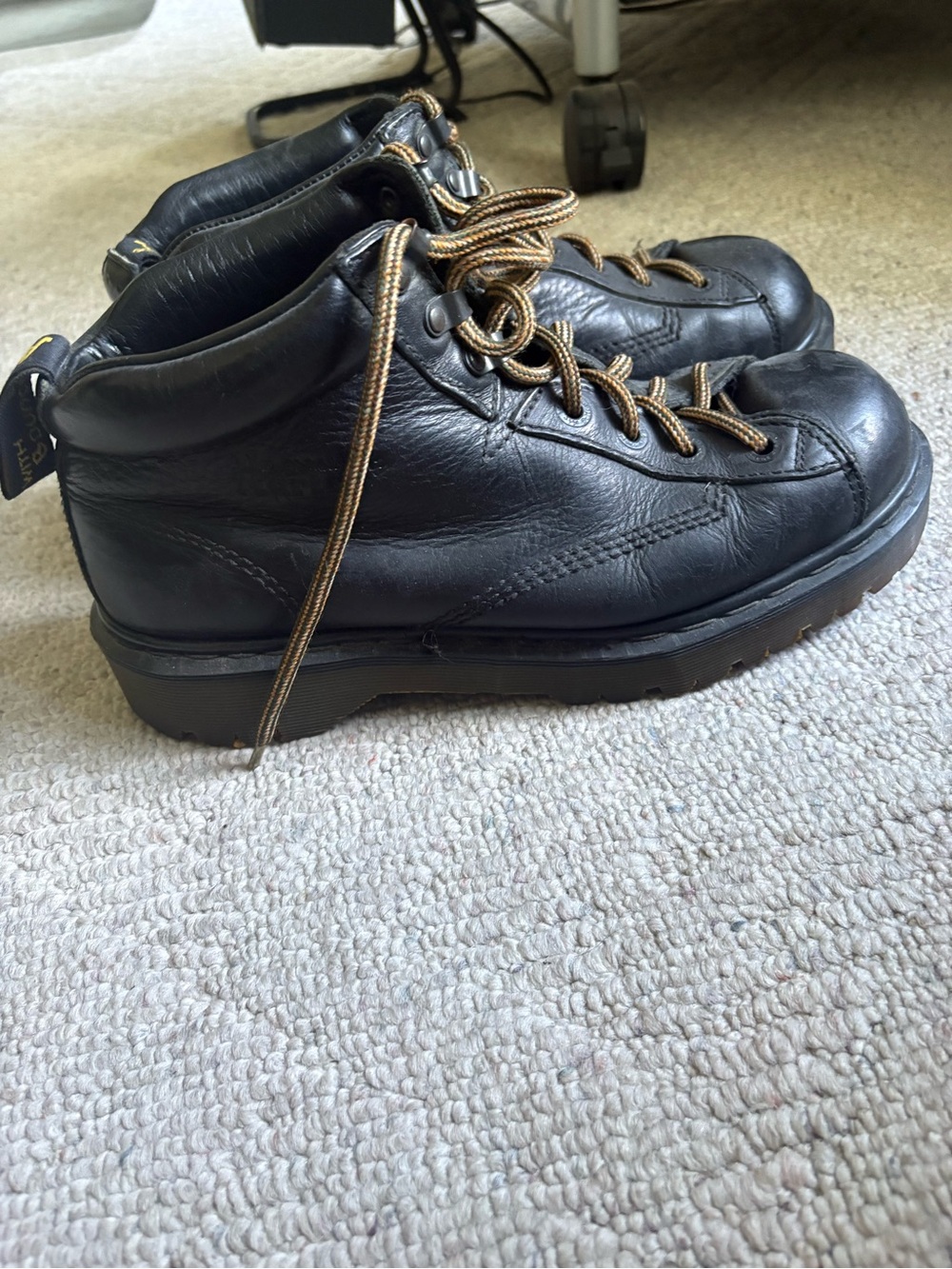 Dr. Martens Black Leather Lace-Up Ankle Boots with Brown Laces